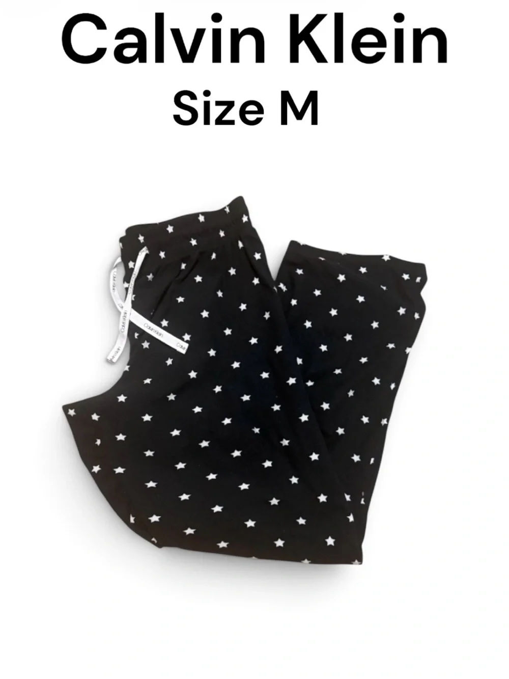 Calvin Klein Black Sleepwear Bottoms with White Star Print